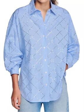 Sandro Janeiro Poplin Rhinestone Shirt